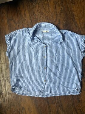 beachlunchlounge Light Blue & White Striped Top